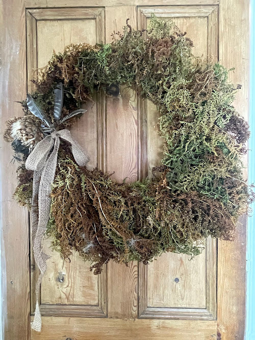 Foraged fern and feather wreath - 60cm