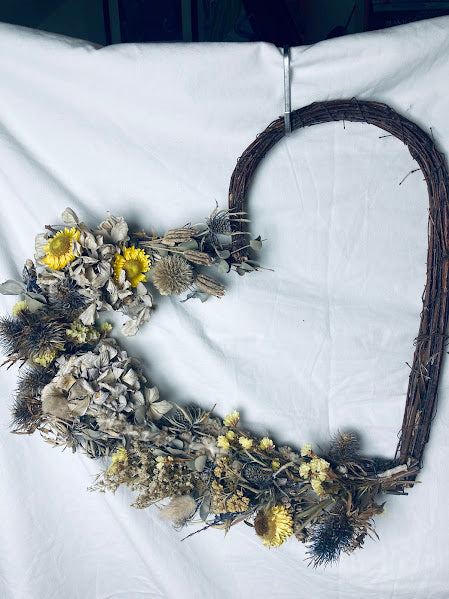 Heart wreath - blue and yellow
