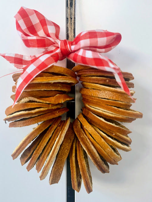 Dried orange slice festive wreath with gingham bow 18cm