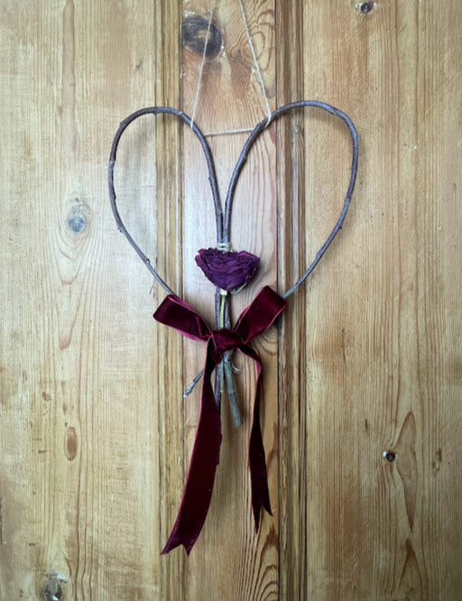 Valentine sweetheart apple tree wreath with dried red rose