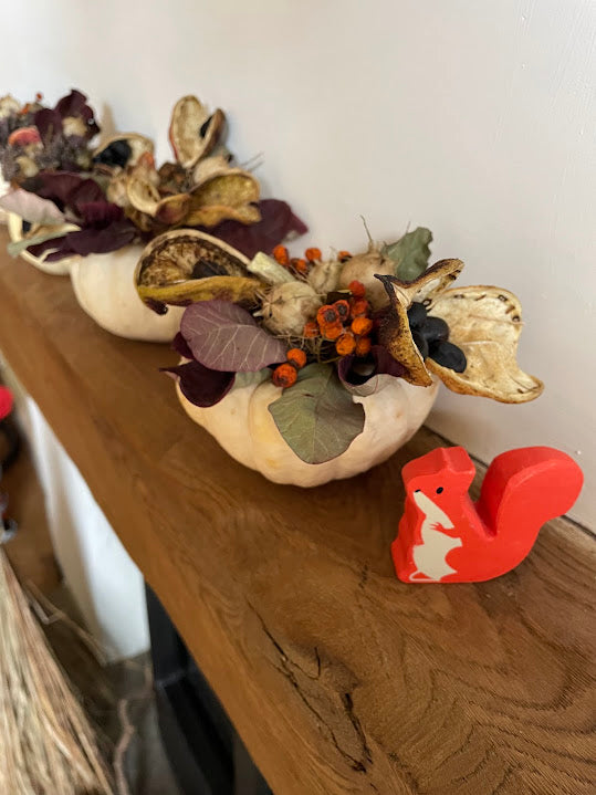 Dried flower mini pumpkins