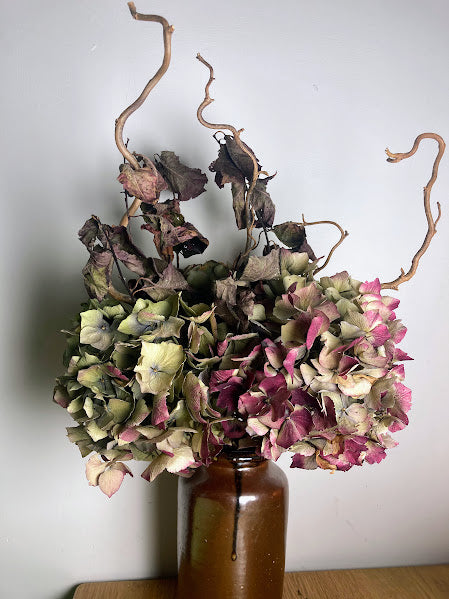 Winter haze dried hydrangea bouquet