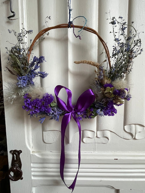 Handcrafted Purple & Blue Botanical Willow Hoop Wreath
