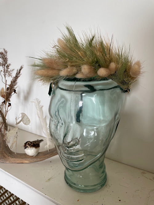 Barley grass and bunny tail crown